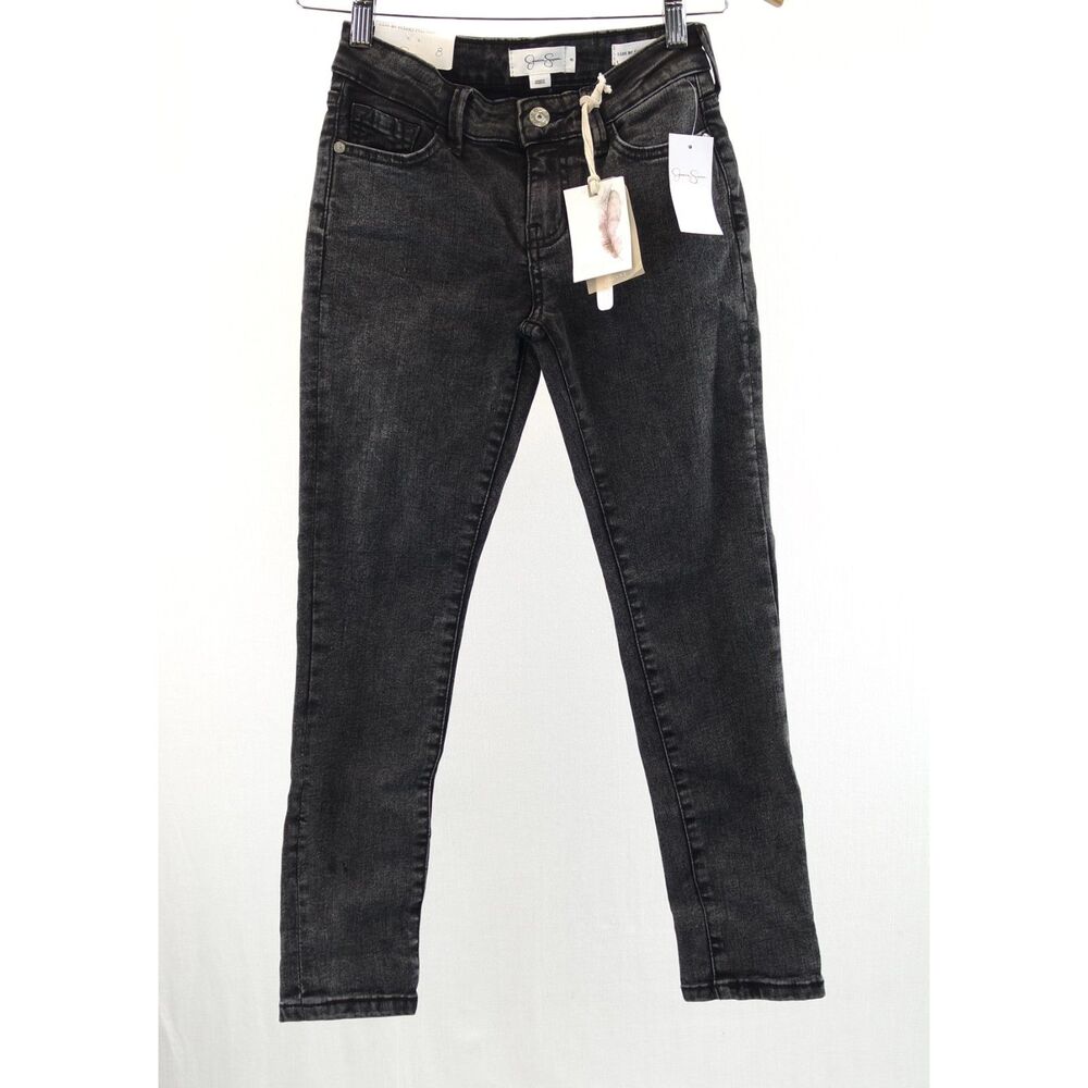 NWT Jessica Simpson Girls Denim | Kiss Me Skinny Roll Cuff, sz 8, Faded Black